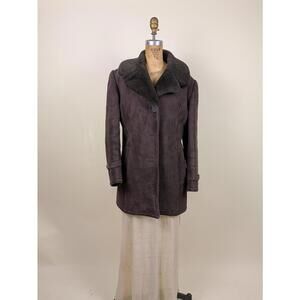 1990's chocolate brown suede shearling coat